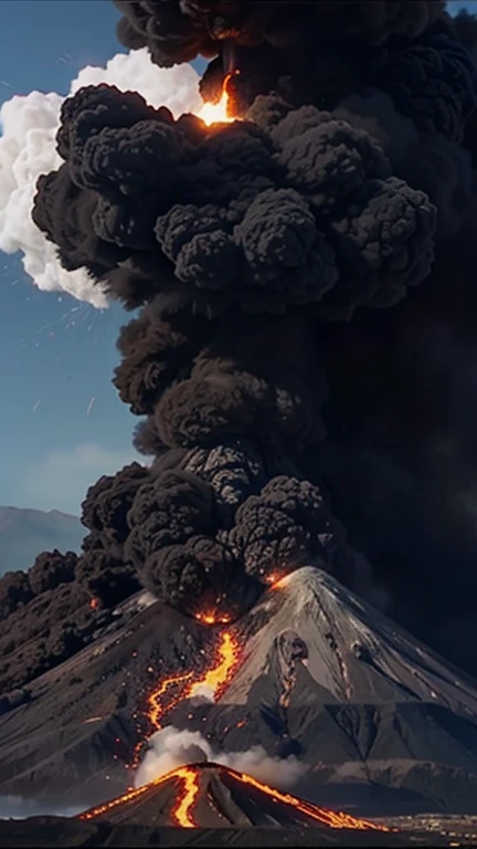 Visual: Animation of the powerful eruption of Mount Vesuvius, with ash and lava raining down on Pompeii.