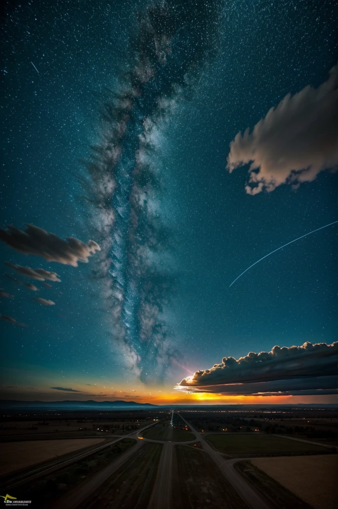 Radioactive sky landscape being bombed