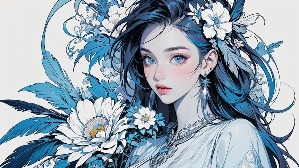 (masterpiece, quality, best quality, Official Art, Beautiful and beautiful:1.2), (1 girl:1.3), Very detailed,(Fractal Art:1.1),(colorful:1.1)(Flowers:1.3),Most detailed,(Tangled:1.2), whole body, (Abstract background:1.3), (Skin glows), (Many colors:1.4), ,(Earrings Feather:1.5),