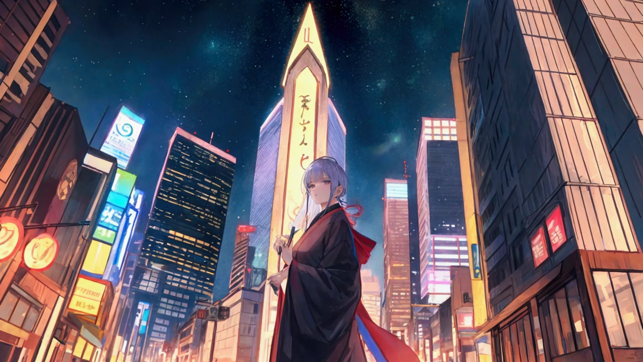 gojo in middle of a city