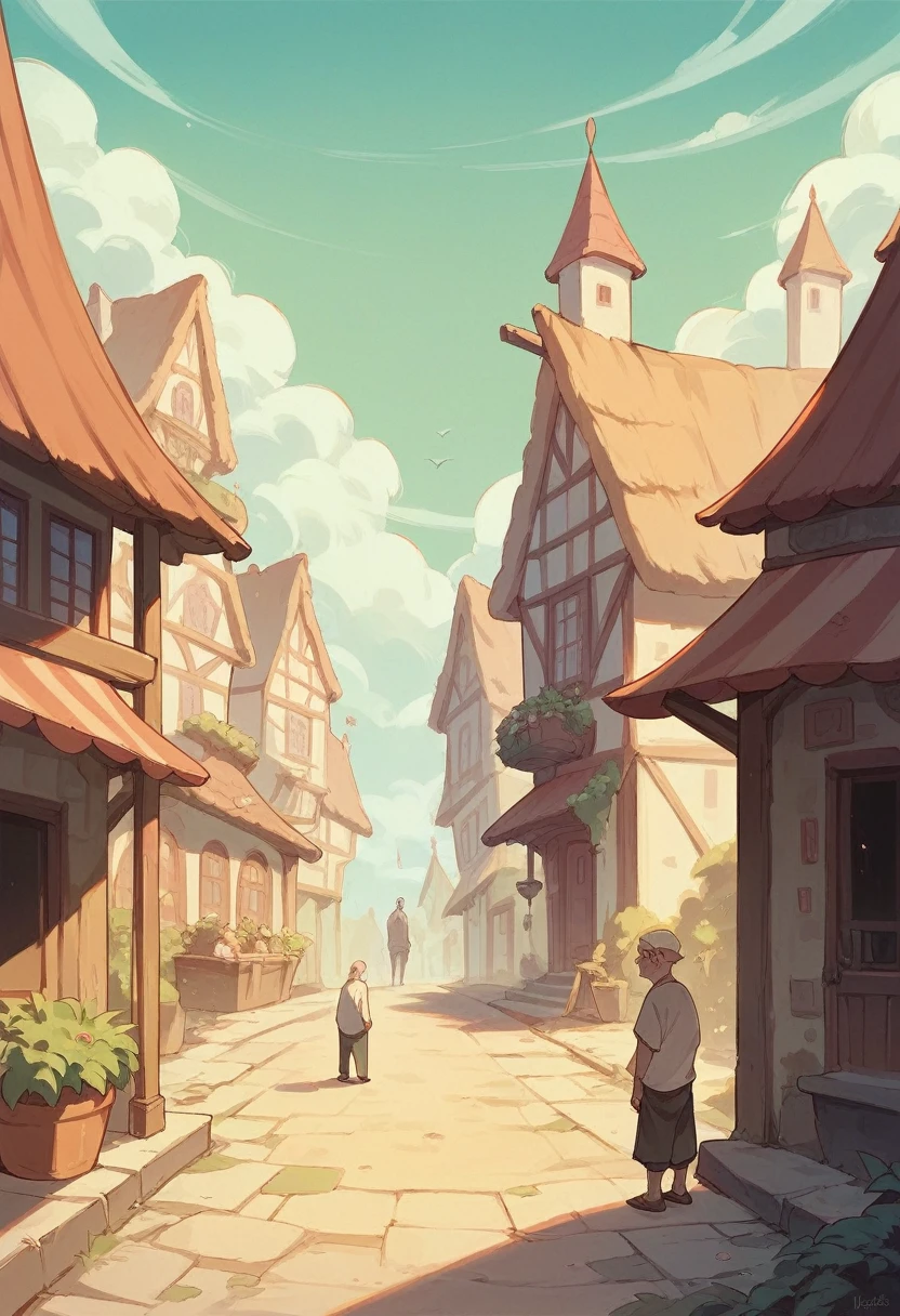 Skinny old man with his family in the village, wheezing a lot