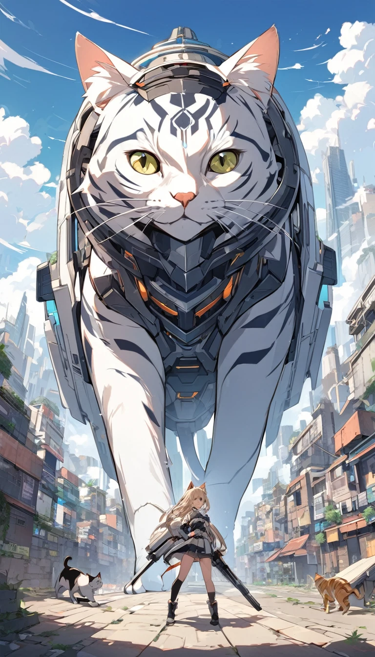 Cities 1000 Years After Human Extinction, There was a girl with a railgun,a cat