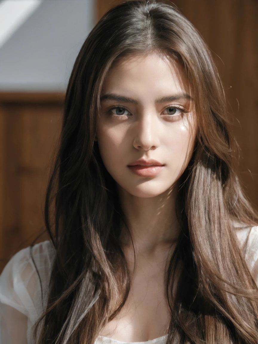 (Practical:1.1), (photoPractical:1.1), (masterpiece:1.1), (best quality:1.1), RAW photos, high resolution, Extremely detailed, High-detail RAW color photos,Professional photographer,masterpiece, best quality,Practical,Genuine Leather,1 Girl,low_key,Solitary,light,Long hair ,whole body, permanent,classroom, Beautiful and delicate eyes,natural light, (Delicate face:1.2),Extremely beautiful face,