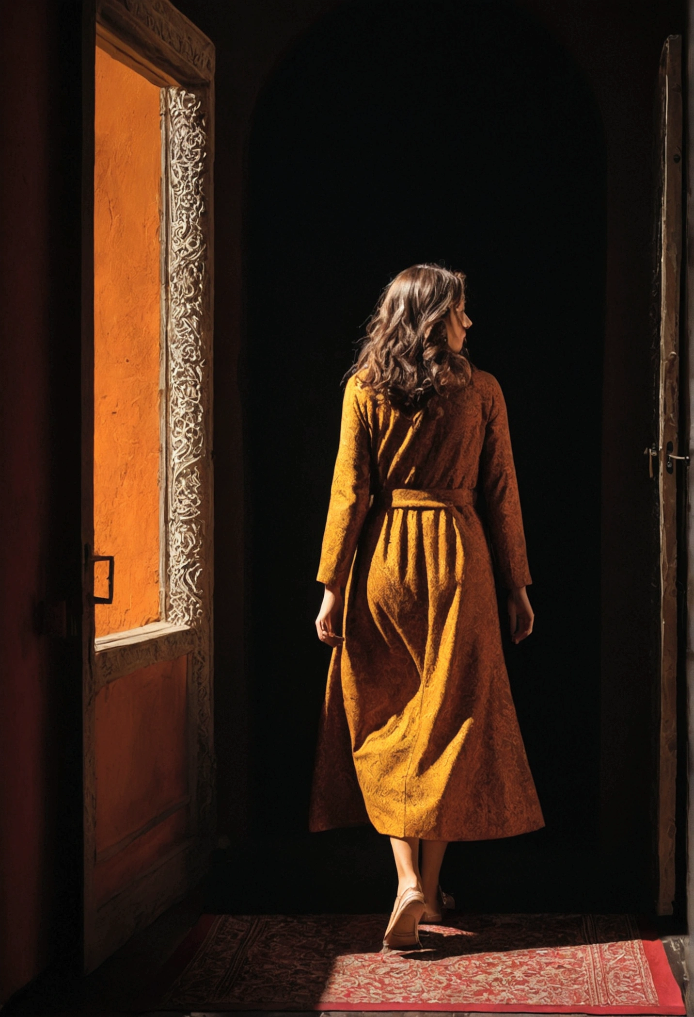 woman leaving