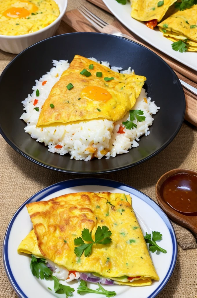 A homemade omelette rice that doesn't look too tasty.