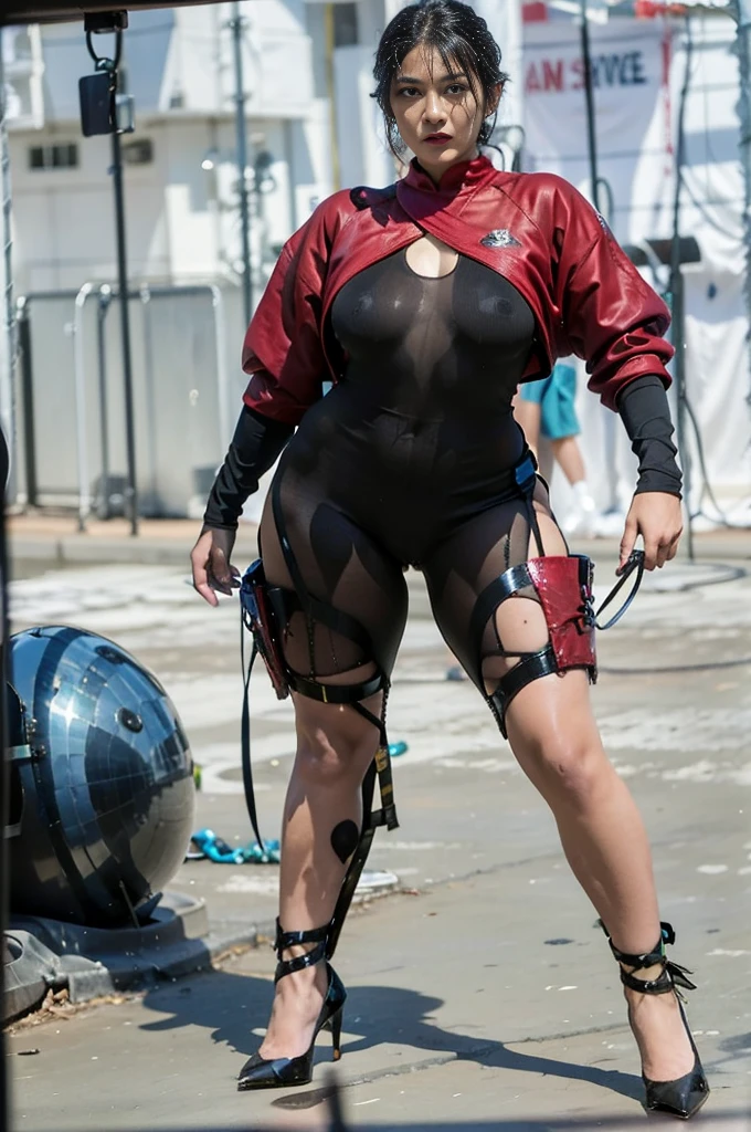 30-year-old Asian female gladiator posing for a photo,Tall and sexy,Beautiful nude,Sweaty and sweaty,Shiny muscle lines,Sense of Power,Large Breasts,Big buttocks,Mature and charming,Lewd exposure ,exposed,Camel toe,nipple,Y-hair details,NSFW,Release liquid,Wear sexy super high heels,The charming and seductive queen,Fighting breath