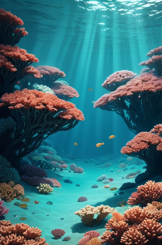 Make a background of an underwater location with cartoon-style corals 