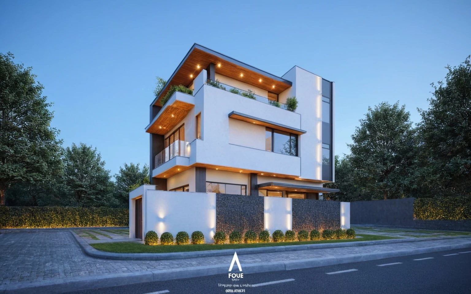 (Description of the first floor, ((white wall:1.2) mix design (Black aluminum brace separates villa floors)) , glass ceiling, and additional black marble map, (LED aluminum bar lights installed in ceiling and ceiling for exterior design), (2-sided spotlight for exterior design on the fence and door of the house), lighting steps leading up to planting flowers), modern villa design, streets, roads, first-floor commerce, vehicles, pedestrians, busy streets, Photorealism, masterpiece, Hyperrealistic, best quality, perspective, volumetric lighting, natural light, three-stage building, dawn light, movie light, (Neutral lighting is suitable for the Building, light color thermometer lighting), (architectural design visualization), (reflection), (focus on object), (material normal bump real reflection), (scattered light), (light ray), (multi-beam light), (sunbeam) (multi-level reflection), (chao vantage software visualization render), (((Best Quality))), ((Masterpiece)), ((best illustration)), ((best shadows)), (( Super Detail)), (Intricate lines), (Photorealism),(hyper detail), ((archdaily)), ((award winning design)), (dynamic light), ((spotlight)), (perfect light), ( shimering light), ((photorealistic)), ((intricate detail)), ((extreme detail)), ((crazy detail)), ((octane render)), ((trending on artstation)), ((High- fidelity)), ((Viwvid)), ((Crisp)), ((Bright)), ((Stunning)), ((Eye-catching)), ((High-quality)),((Sharp)), ((day sun environment)), ((Illuminating)), ((Flawless)), ((High-quality)),((Sharp edge render)), ((medium soft lighting)), ((photographic render)) , ((detailed archviz)), ((reality environment))