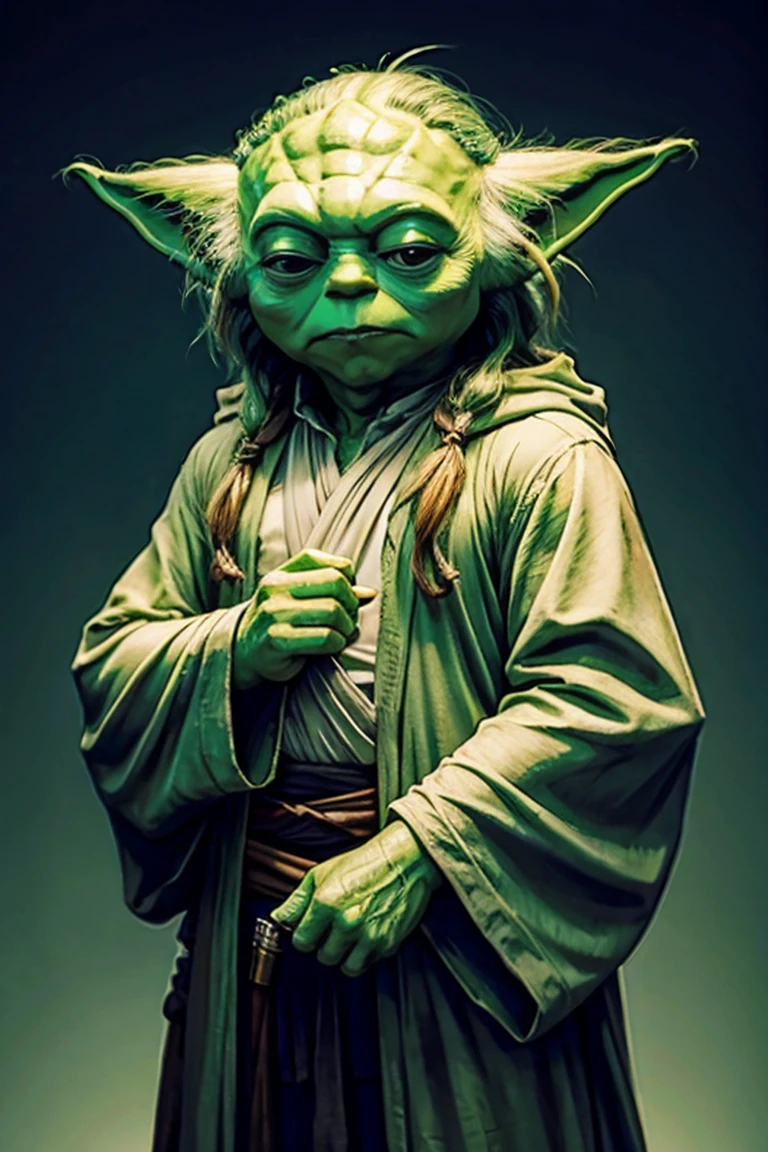 chill yoda with a huge mullet