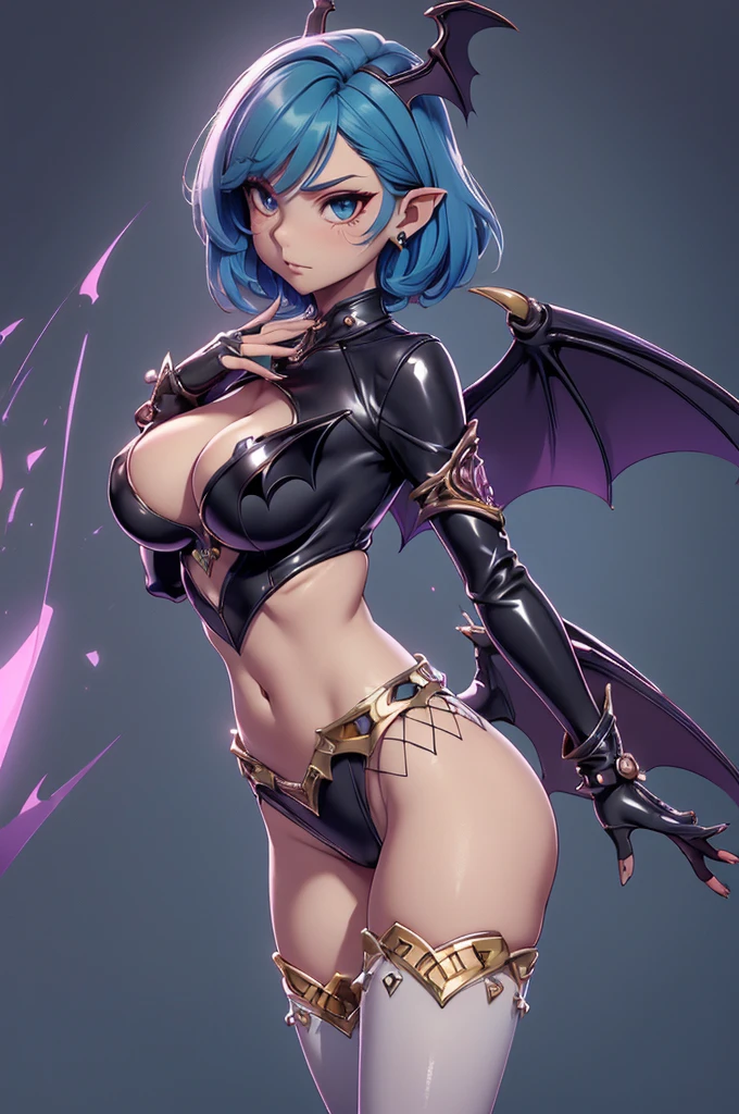 Mini morrigan aensland, (morrigan aensland), solo, ray tracing, 3D style, 3DMM, ((oses per photo)), ((oses ouch cada foto)), fully body,(Front view),(Costas Issue), (Emist on the left), show flat belly, (((oses per photo))),(very big breastsperfect ass, perfect and symmetrical eyes, (perfect handuturistic sword in hand)), ((short hair)),white clothing with textured edges, skin fair, luouchas detalhadas, White thigh-high tights with trim, ouchestido aberto ouch "ouch", Waist slender, big legs, low water, Show legs to the top of the waist, ,((top with rip in the middle)),ultra realistic skin, realistic human eyes,ultra realistic skin,super sensual suit,(faixas ouch torno dos seios), colorfully,top with ruffles,(pubis with a lot of volume),(extrouchamente sensual),(very sensual),(red and black thouche),(((giant bat wings))),with bat wings,love the league,(meia calca de renda ouch um dos lados),(meia calca de renda ouch um dos lados),((bold embellishments)),((latex)),(full body covered)