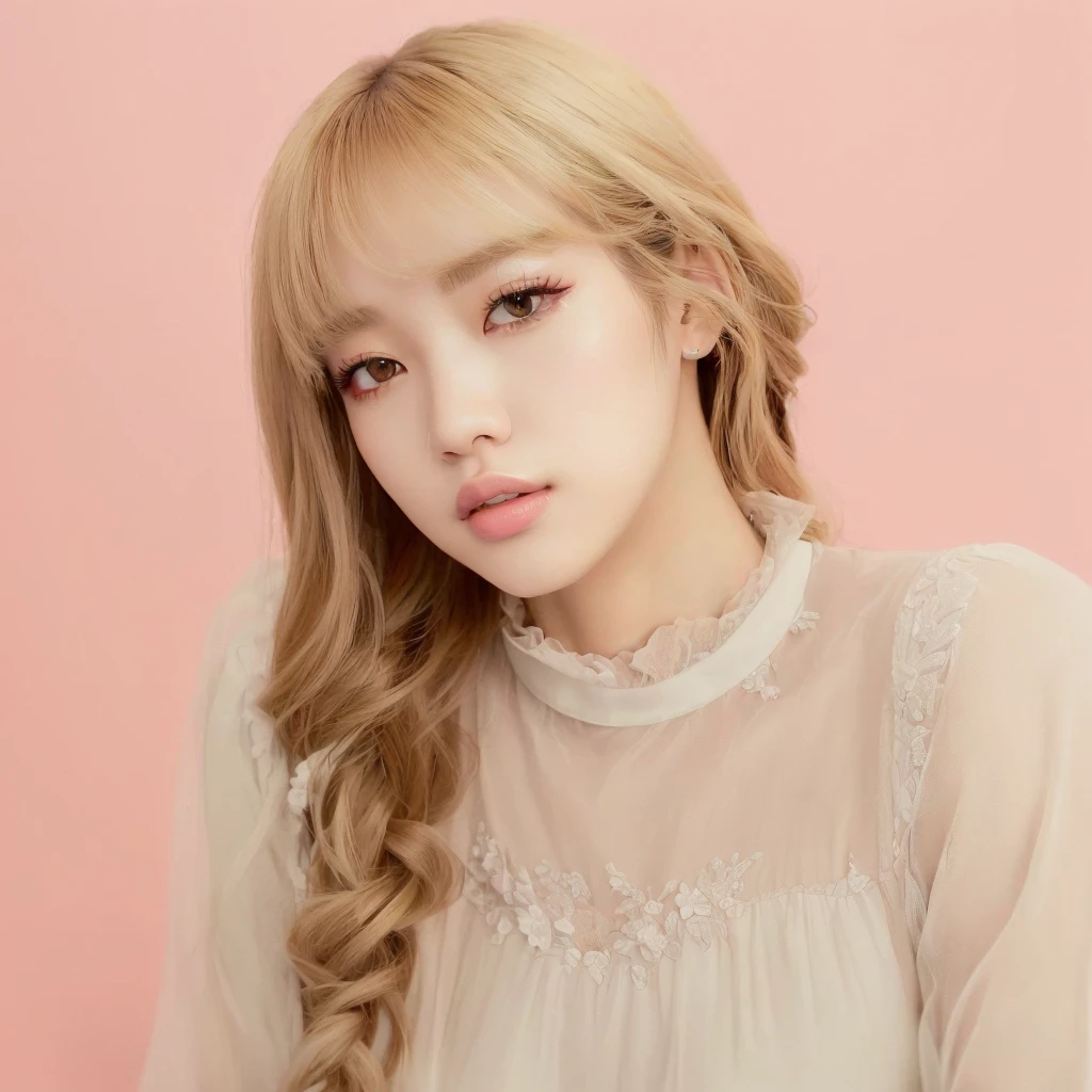 a close up of a woman with long hair wearing a sheer top, lalisa manobal, portrait of jossi of blackpink, lalisa manoban of blackpink, roseanne park of blackpink, sun yunjoo, jossi of blackpink, with bangs, center parted bangs, portrait of female korean idol, neat hair with bangs, ulzzang, lisa blackpink, blackpink, lisa kpop
