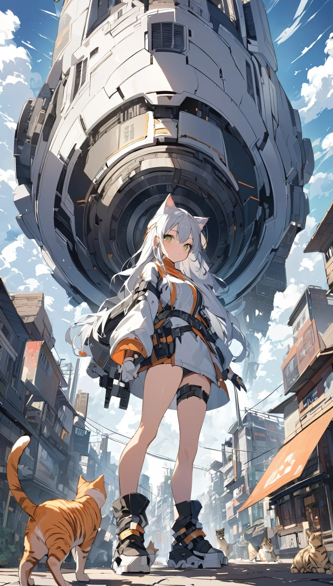 Cities 1000 Years After Human Extinction, There was a girl with a railgun，a cat