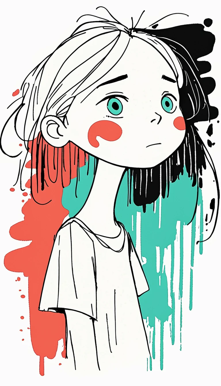 White background, the word "Death" written in red ink and an illustration of half a face with tears falling from her eyes in the style of anime, digital art, a digital drawing in the style of digital watercolor, pastel colors, minimalistic and simple design, cute with simple lines, very low detail and few details, closeup with no shadows and a flat white background, png transparent format.(Black sketch lines，Loose brushstrokes create the outline，Cartoon Style. Bright colors and simplified lines, sketch)。