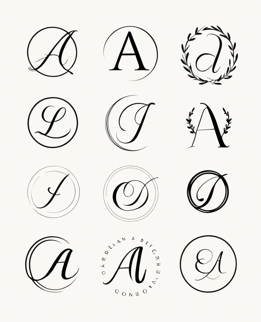 Simple and elegant letter A logo collection. Hand drawn modern style logos