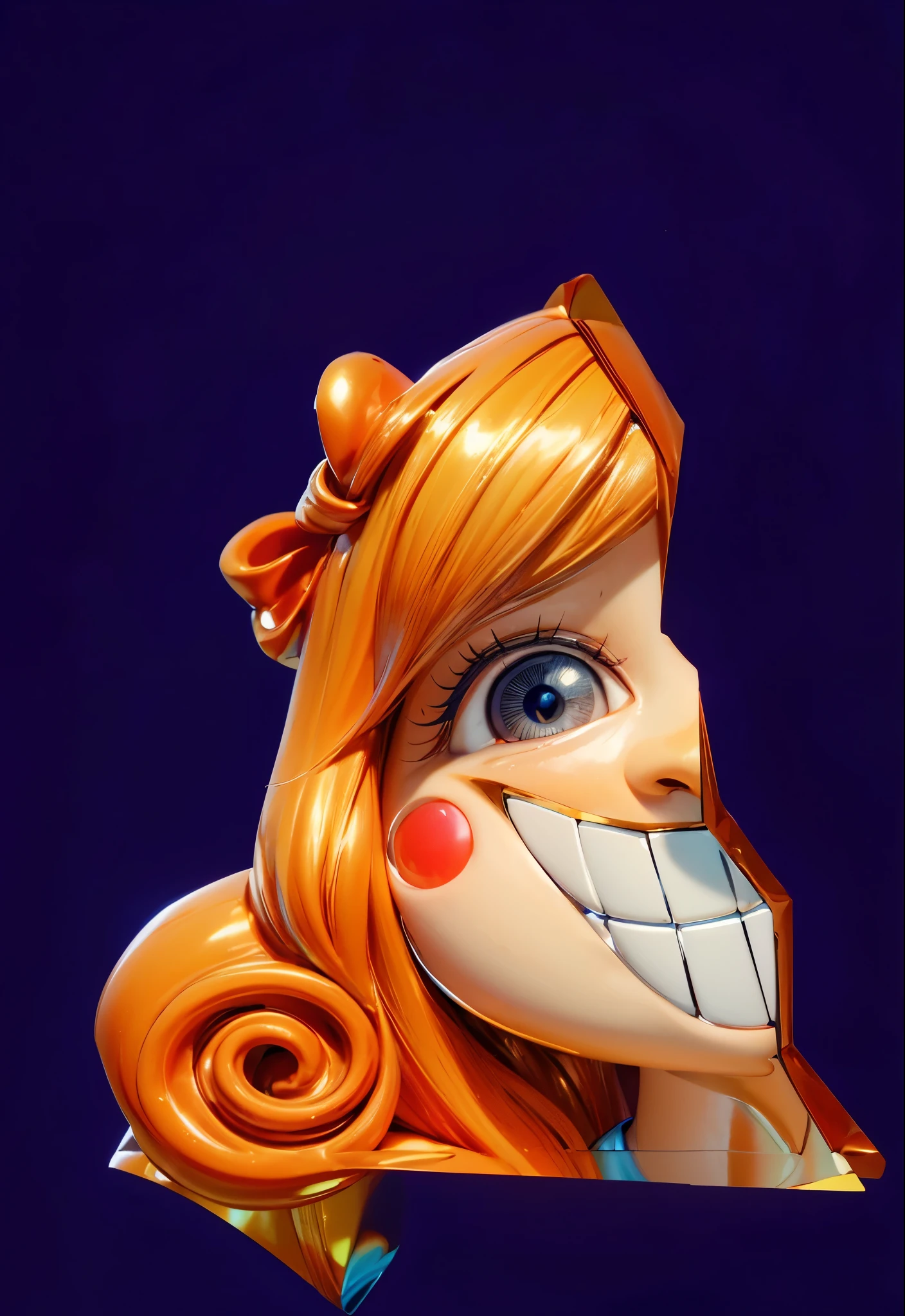 3d style, simplified design, 3d render, glossy texture, smooth 3d model, multiple light sources, rim light, sharp post effects render, (glossy plastic texture with multiple big light probe refractions), perfect cgi, smooth silhouette, high intensity refraction, (super glossy material), most beautiful vfx , blue background, plastic refractions, realistic, 4k, high resolution, rim light, photo shoot, commercial photo, profile shot, 4k, rim light, high resolution, 4k, glossy texture, smooth 3d model, multiple light sources, rim light, sharp post effects render, (glossy metallic texture with multiple big light probe refractions), perfect cgi, cgi art created only with gradients, smooth silhouette, high intensity refraction, (super glossy chrome material), most beautiful vfx, blue background, chrome metal refractions, multiple light sources, rim light, sharp post effects render, perfect cgi, digital art, detailed digital art, reflective, best quality, 4k, masterpiece:1.2, ultra-detailed, realistic, vivid colors, dark and moody lighting, The image of the highest quality, ensuring every detail is showcased perfectly. It in 4k resolution, allowing viewers to immerse themselves in the richness of the colors and intricate details. The realistic rendering. under the spotlight, reflecting, high-resolution image, realistic rendering, dark background, and rim light photorealistic