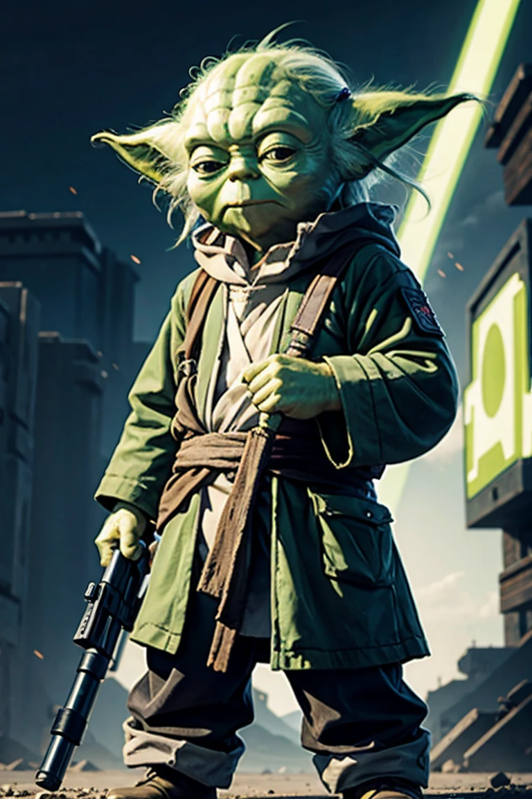 short yoda with a huge banged mullet