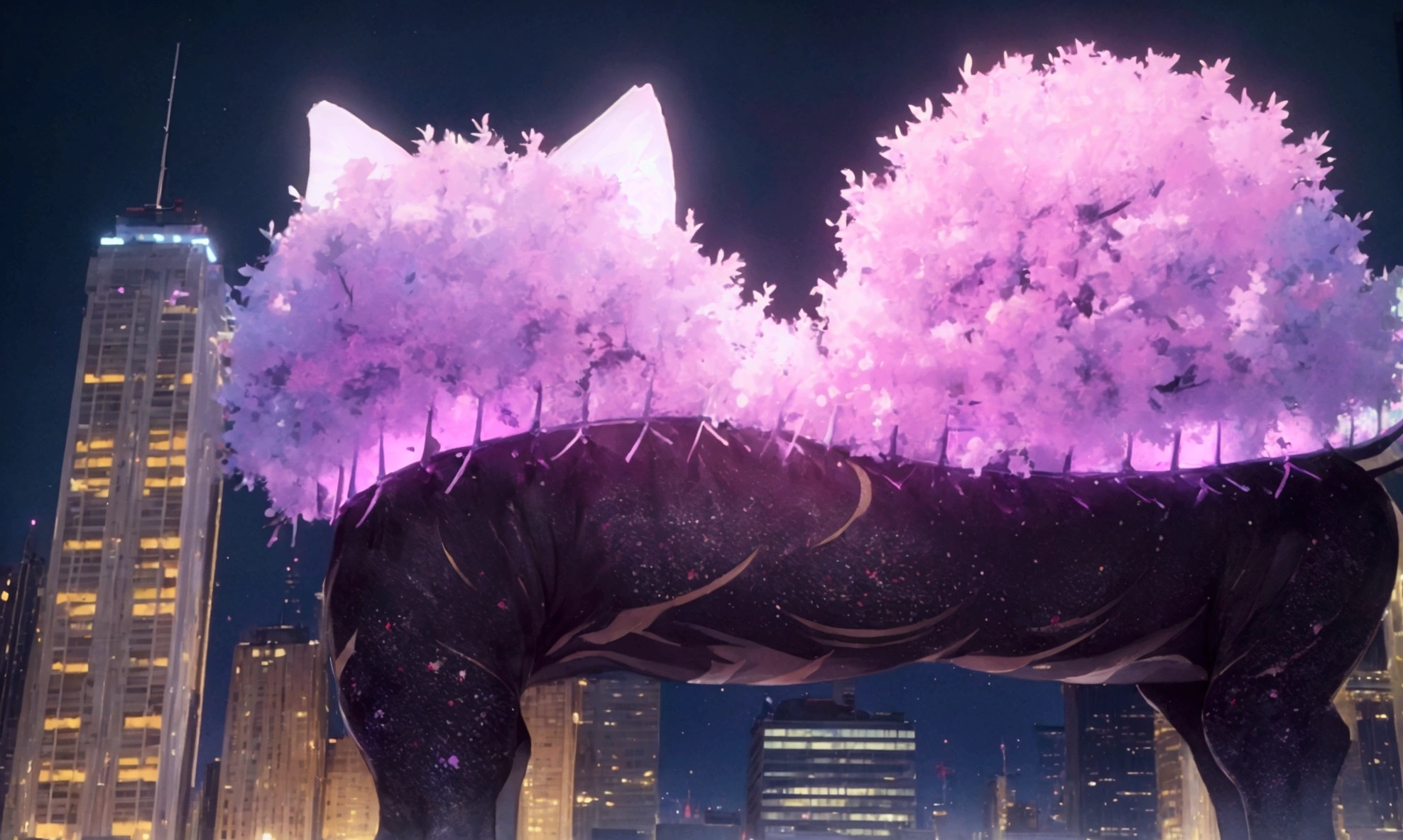score_9,(best quality,4k,8k,highres,masterpiece:1.2),a ultra-gigantic cat sits on a building, crowd, city, (from below:1.4), anime, ultra-detailed,vivid colors,dramatic lighting,