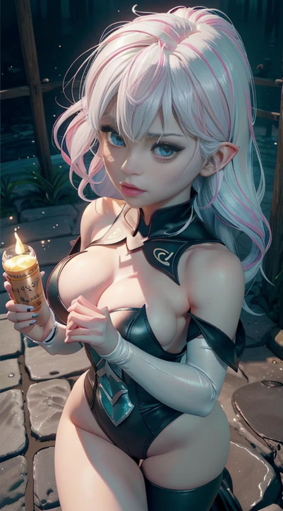 Elfgirl (Komi-san-Elsa frozen Disney tinkerbell Disney mezclando modelos .) (ultra FUSION of white and pink hair) Highly detailed CG unity 8k wallpaper, style shot, complex, high detail, dramatic, highest quality movie still image, very detailed, masterpiece, best quality, character design, Elsa, Elsa from Frozen,Komi-san tinkerbell Disney fusion (( Dark style)), realistic ultra-detailed rendering style, natural light, sharp character design, (hard focus, 8k), (((natural skin texture))), 8k textures, soft cinematic lighting, adobe lightroom, dark room, hdr, Sophisticated, Elegant, Rich Detail, Sharp Focuilm Look) )), Soothing Tones, Detail Frenzy, Intricate Detail, Super Detail, Low Contrast, Soft Film Lighting, Dull Colors, Exposure Blending, HDR, Fade, 35mm, f/1.4, ISO, f16, 25 sec, 3dmm, 3d style, corpo inteiro, (nier automata),(guerreira)