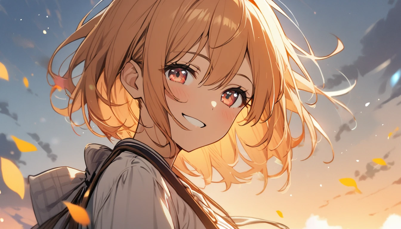 1 girl, smile