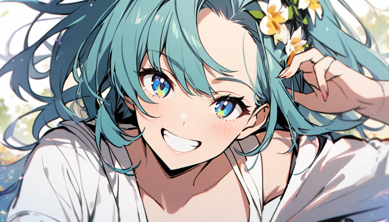 1 girl, smile