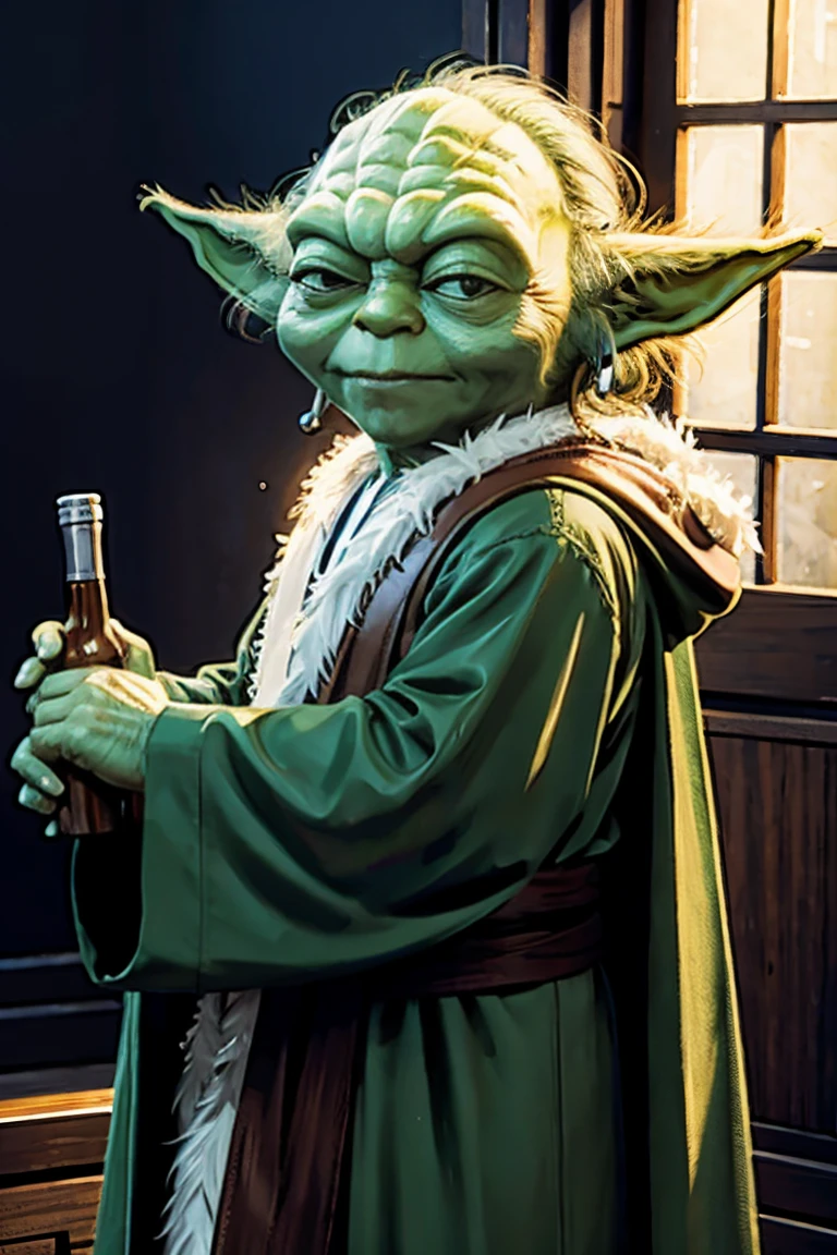 smooth yoda with a tall fluffy mullet