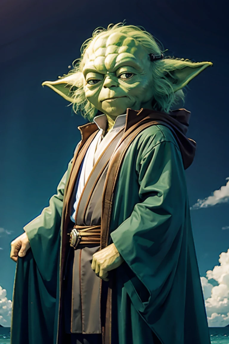 smooth yoda with a tall fluffy mullet