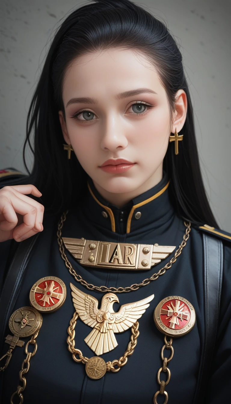 Warhammer 40k Star Wars Wallpaper, Similar to the style of Canon EOS 5D Mark IV, Gothic Terrace, Close range strength, Gray and Gold, Exquisite clothing,Golden Eagle Badge, Shooting with 70mm-ar 16:9 --q 2 --s 1000