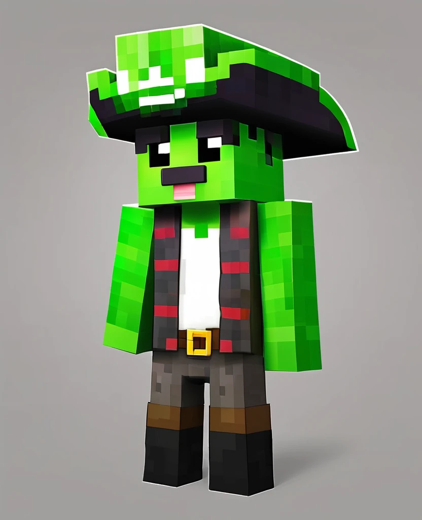 Slime Minecraft skin with pirate hat