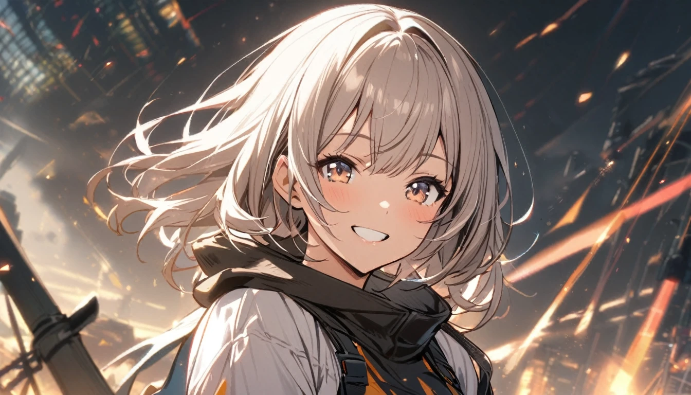 1 girl, smile
