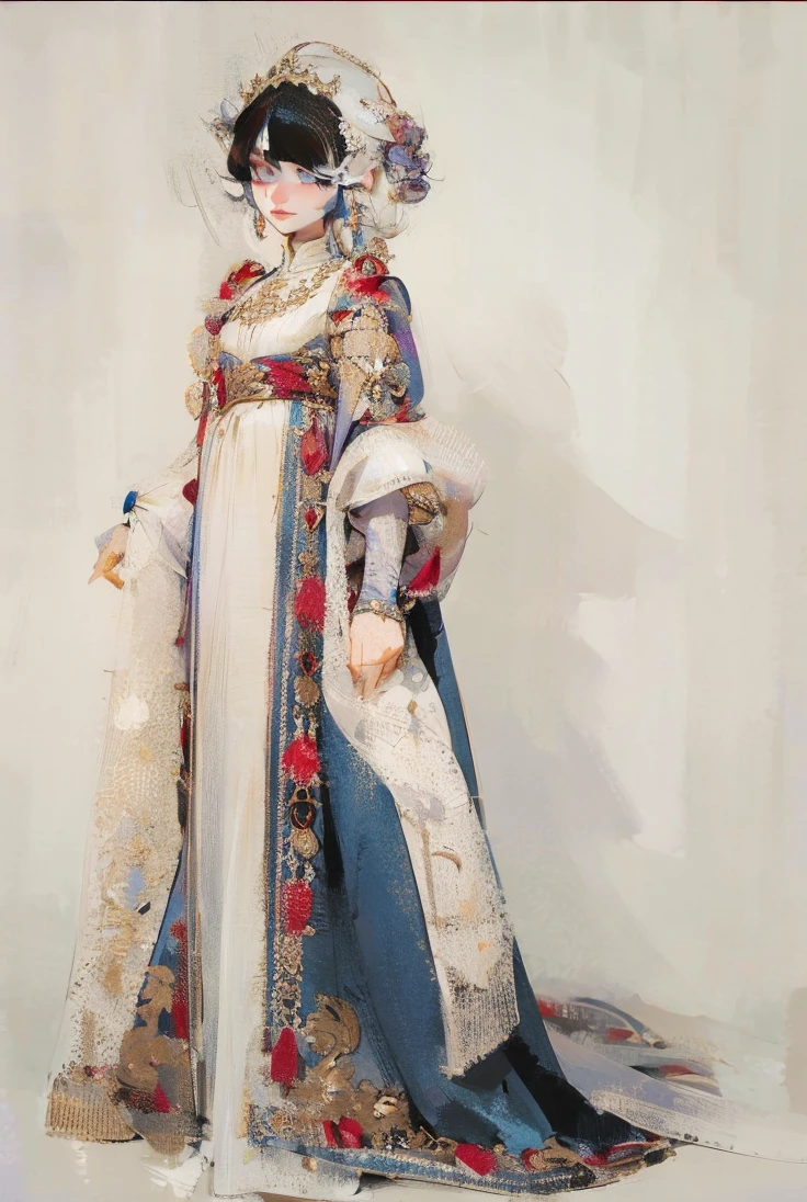 Beautiful albino woman with detailed braided medieval hairstyle (white hair), wearing detailed medieval gown (red and black colours), with gold accessories and gold tiara, medieval queen, medieval woman,queen,game of thrones style,daenerys targaryen style, high quality, very detailed,hd quality, masterpiece,(purple eye colour)