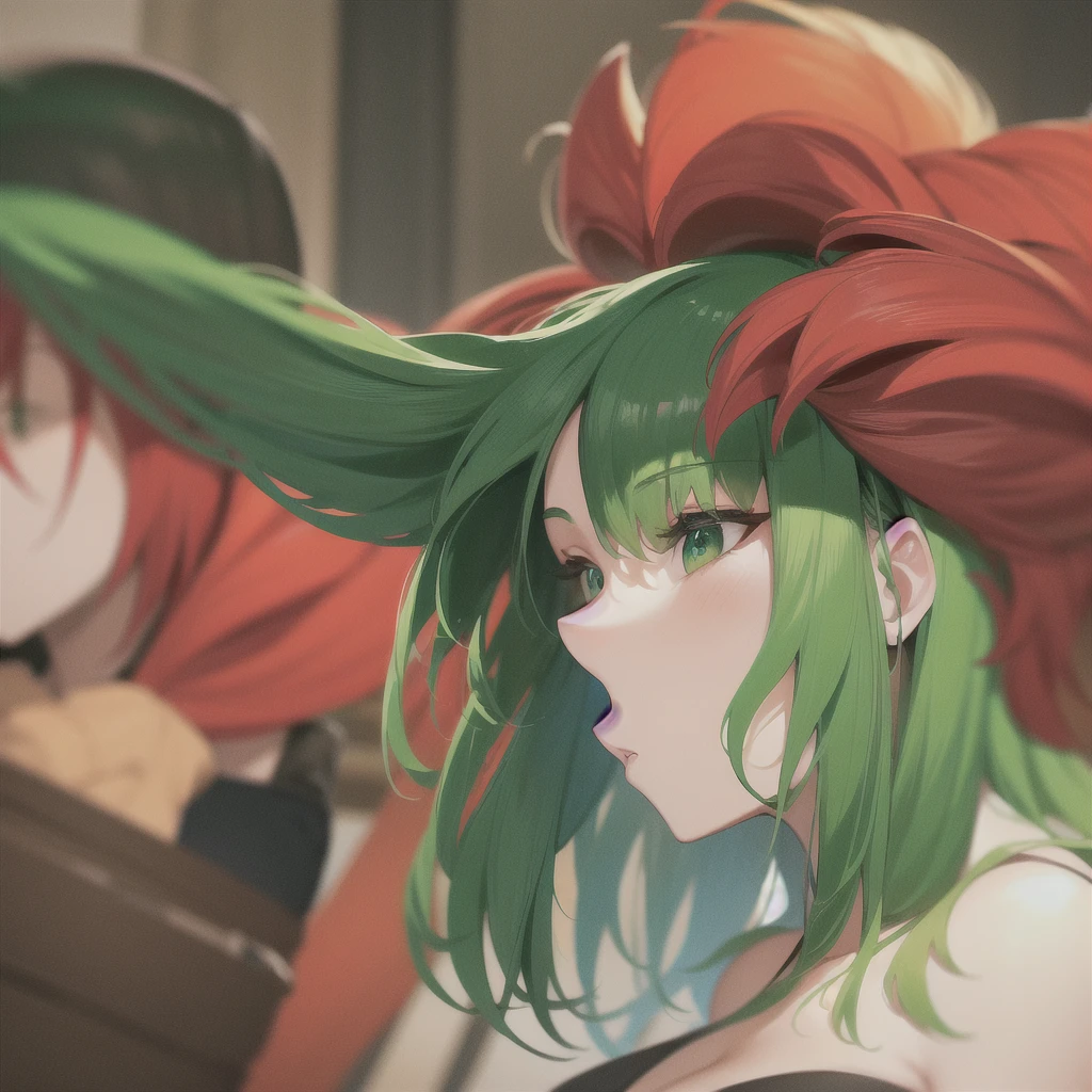 green hair, red hair, green and red hair