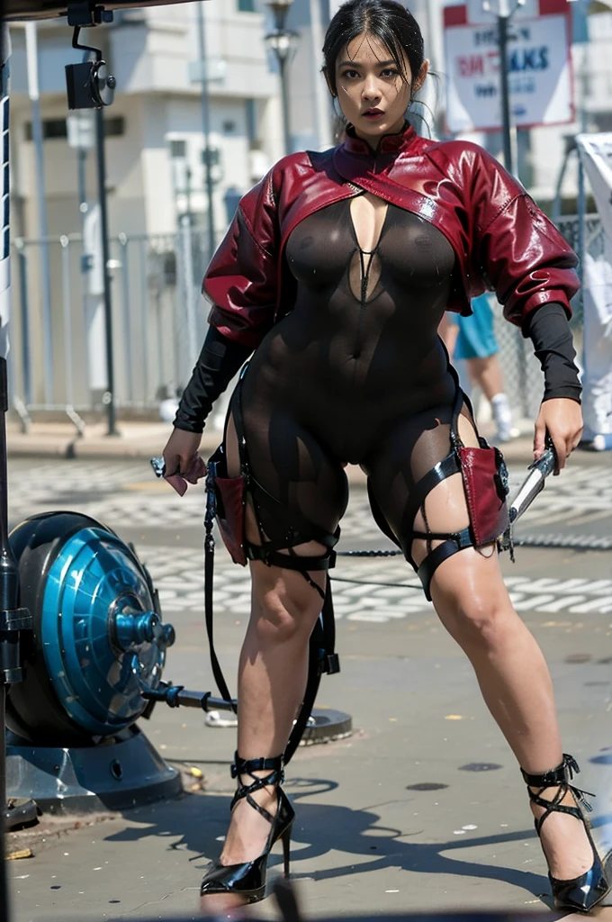 30-year-old Asian female gladiator posing for a photo,Tall and sexy,Beautiful nude,Sweaty and sweaty,Shiny muscle lines,Sense of Power,Large Breasts,Big buttocks,Mature and charming,Camel toe,Pink nipples,Yin channel water details,NSFW,Release liquid,Wear sexy high heels,Instep details,The charming and seductive queen,Fighting breath