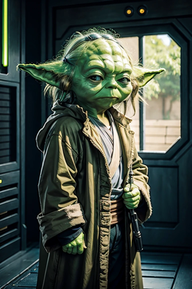 short yoda with a huge banged fluffy mullet