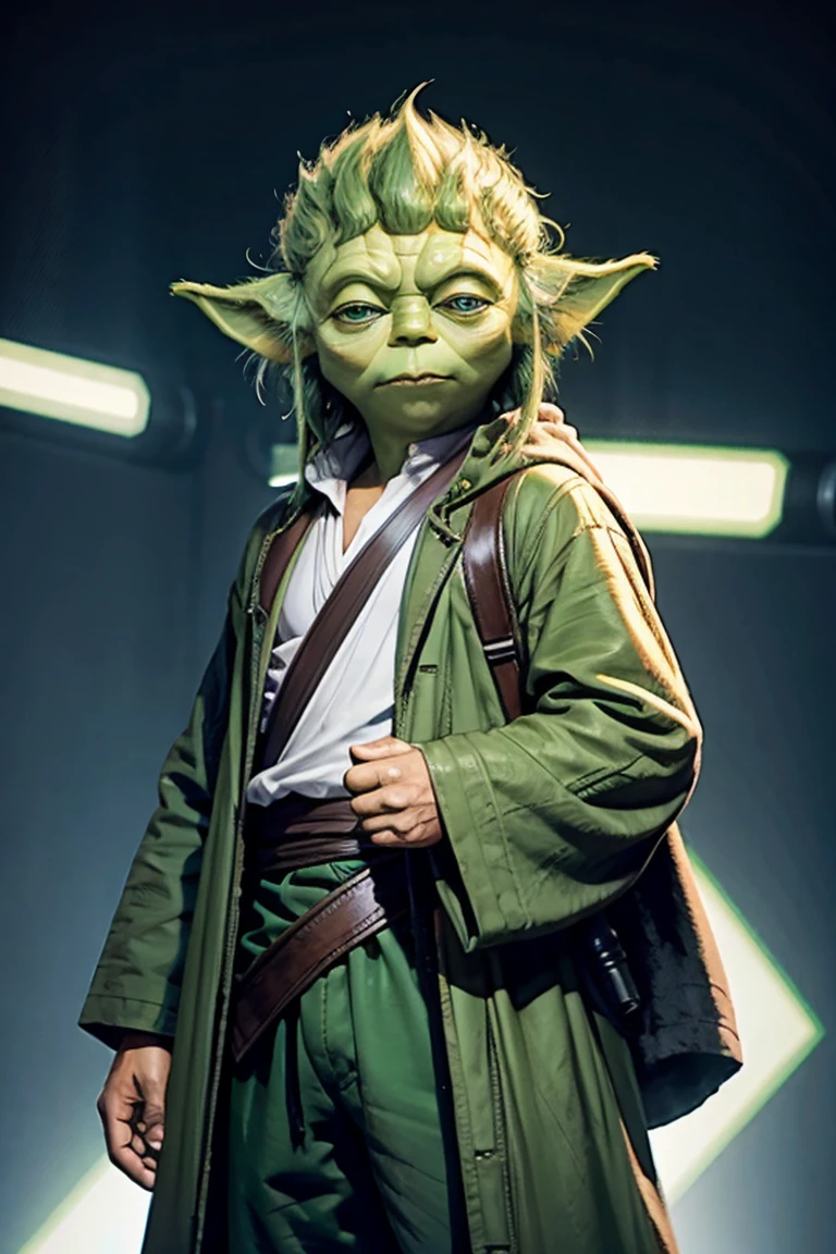 short yoda with a huge banged fluffy mullet