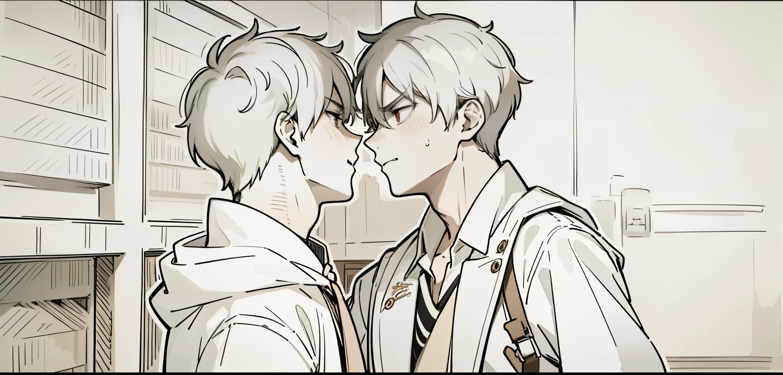 He looks at him with hatred, with anger, he hates him. There are two boys close up, looking into each other's eyes.