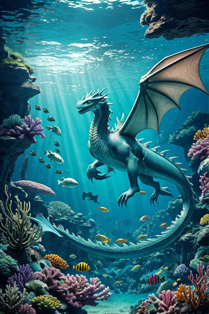under sea with realistic view dragon in transforners look