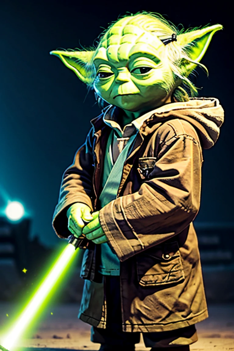 short yoda with a huge banged mullet