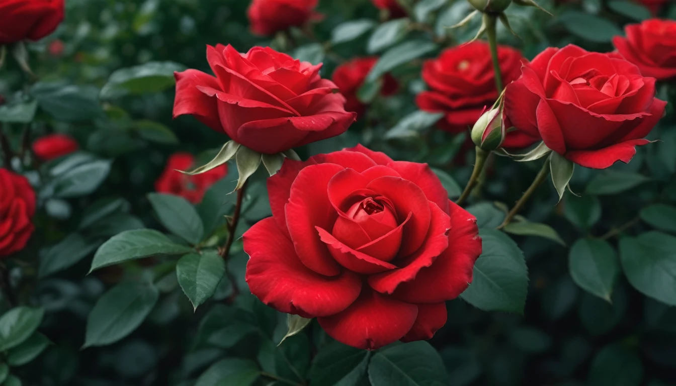 Close-up of a beautiful red roses in the garden,first-person view, UHD,(Best Quality),(Masterpiece Photos), (Details:1.4),(8k Highly Detailed)(Best Quality),(Best Shading)