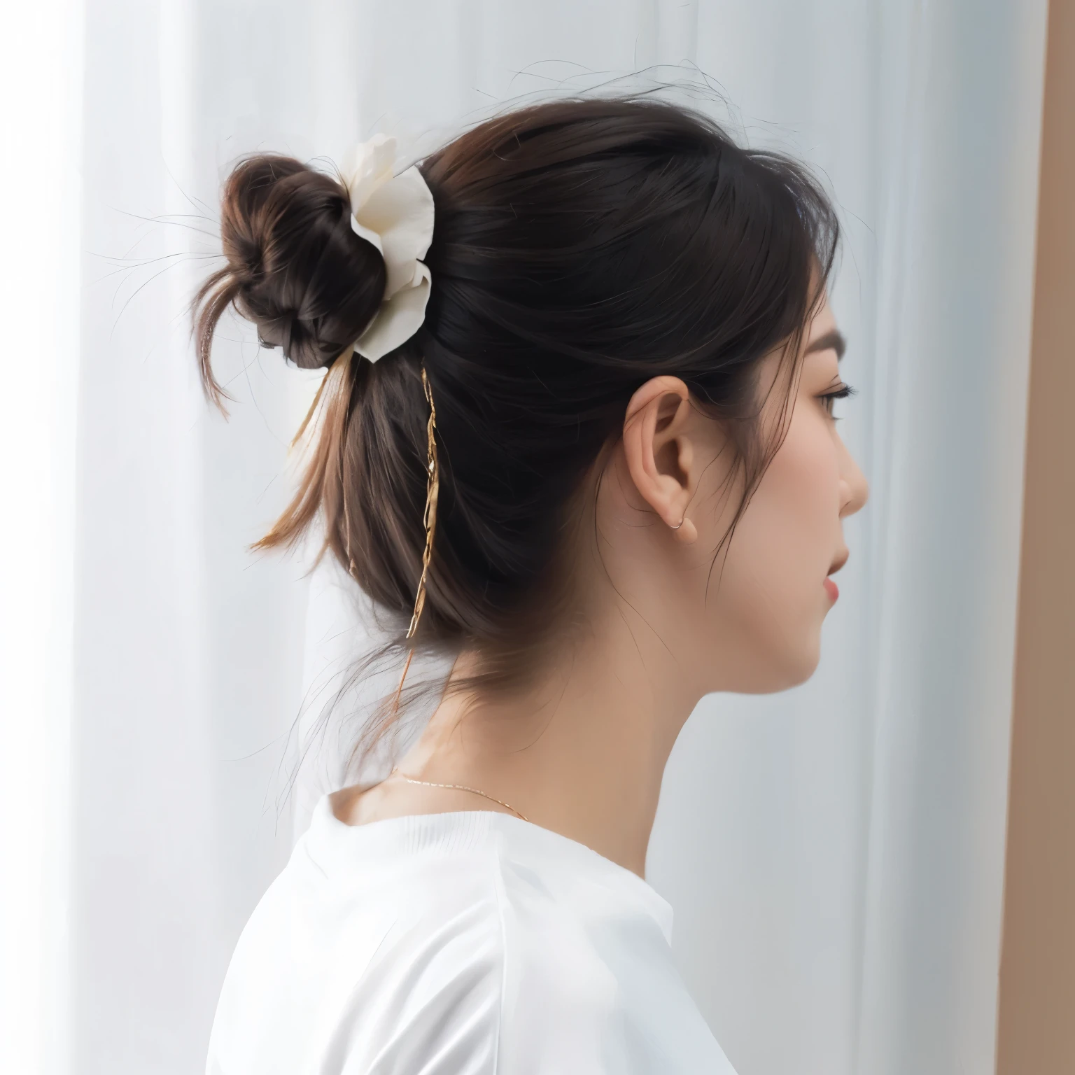 Woman&#39;s profile，Ponytail