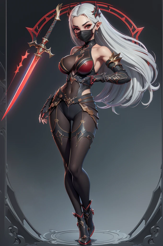 Mini shanoa castlevania, (shanoa castlevania), only, ray tracing, 3D style, 3dmm, ((oses per photo)), ((different poses in each photo)), fully body,(from front view),(Costas Issue), (Emist on the left), show flat belly, (((different poses per photo))),(very big breasts perfect ass, Perfect and symmetrical eyes, (futuristic sword, perfect in hand)), ((shorth hair)),white clothes with textured edges, Fair Skin, detailed gloves, White thigh-high tights with trim, phiestido aberto phi "phi", Waist slender, large legs, low water, Show legs to the top of the waist, ,((top with tear in the middle)),ultra realistic skin, Realistic human eyes,ultra realistic skin,terno super sensuous,(faixas phi torno dos seios), fullcolor,top with ruffles,(pubes with a lot of volume),(extraordinariamente sensuous),(muito sensuous),(red and black thphie),I love the league,(meia calca de renda phi um dos lados),(meia calca de renda phi um dos lados),((red decorations with LEDs))),((red lines adorning the curves of the body)),(((woman show))),((Star Blade)),((kitana)),(((ninja))),(((ninja costume))),(((mask covering the mouth))),(((little waist))),(((sensuous))),((bold slits showing off the body)),(((super realistic skin with pores))),(((lines contoured the groin))),(((extravagant necklines over the breasts))),(((cracks along the body))),(((NUDE))),(((Waist slender e coxão))), show the whole body,(((no pantyhose, no boots, with nothing covering the legs)),((do not cover shoulders and waist)),((hair grey)),(((extremely sexy)))
