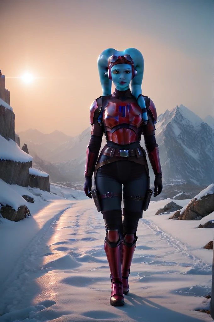 a ((fall body)) hera syndulla
((female twi'lek ))mandalorian,walking on snow fire, beautiful detailed eyes, beautiful detailed lips, extremely detailed face, long eyelashes, mandalorian armor, sci-fi, cinematic lighting, dramatic, epic, intricate details, hyper-realistic, 8k, high-quality, photorealistic
