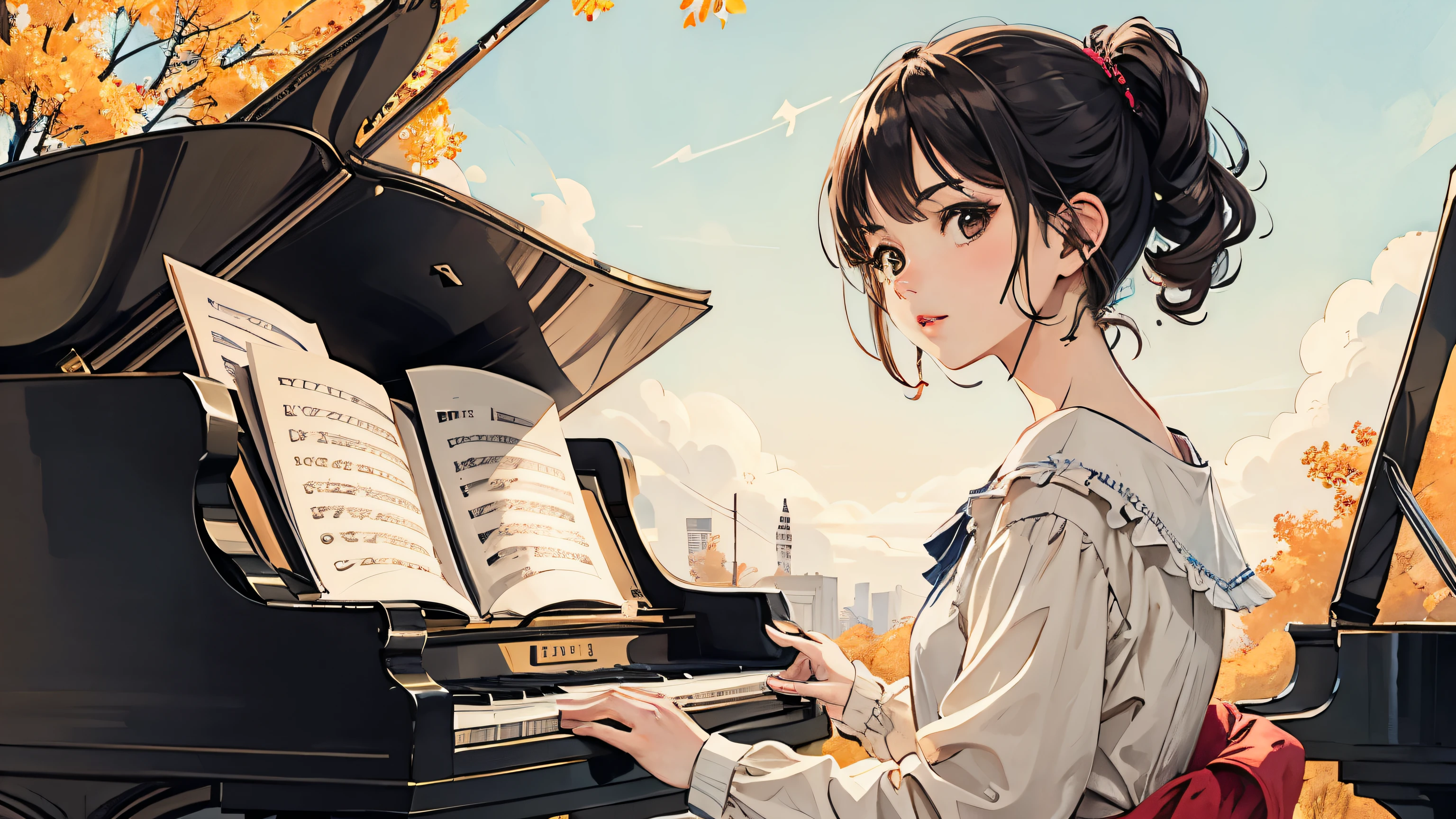 Grand piano,Bob Girl,a sunny day