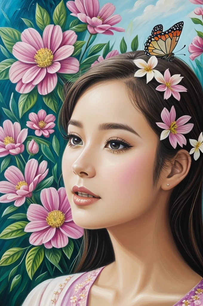 Put this name joiceline in a painting with flowers and butterfly