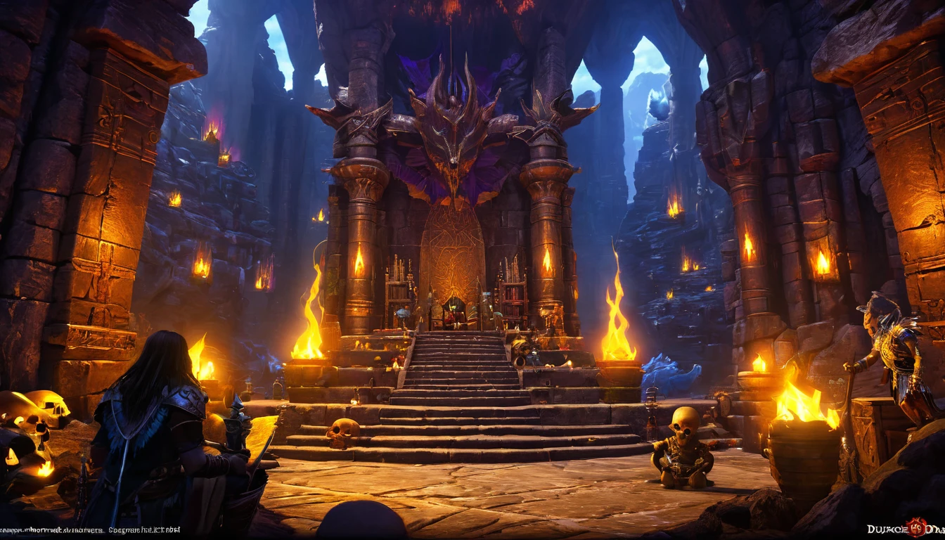 (dark fantasy 1.5, throne), (extremely detailed CG unity 8k wallpaper, masterpiece, best quality, ultra-detailed, depth of filed, HDR:1.2, high FXAA), beautiful, golden ratio, vibrant colors, mysterious atmosphere, ((goblin king throne, goblin cave, totem, tribal, skull everywhere)), dark lighting:1.4, general shot, dungeon and dragons