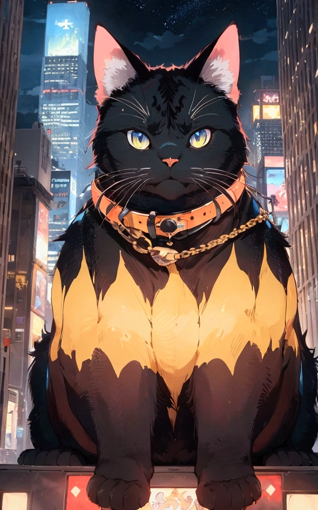 score_9,(best quality,4k,8k,highres,masterpiece:1.2),a ultra-gigantic cat sits on a building, crowd, city, from below, cinematic angle, anime, ultra-detailed,vivid colors,