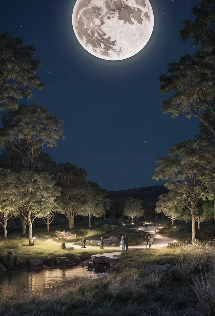A landscape like an angel world、The big moon is right in front of me