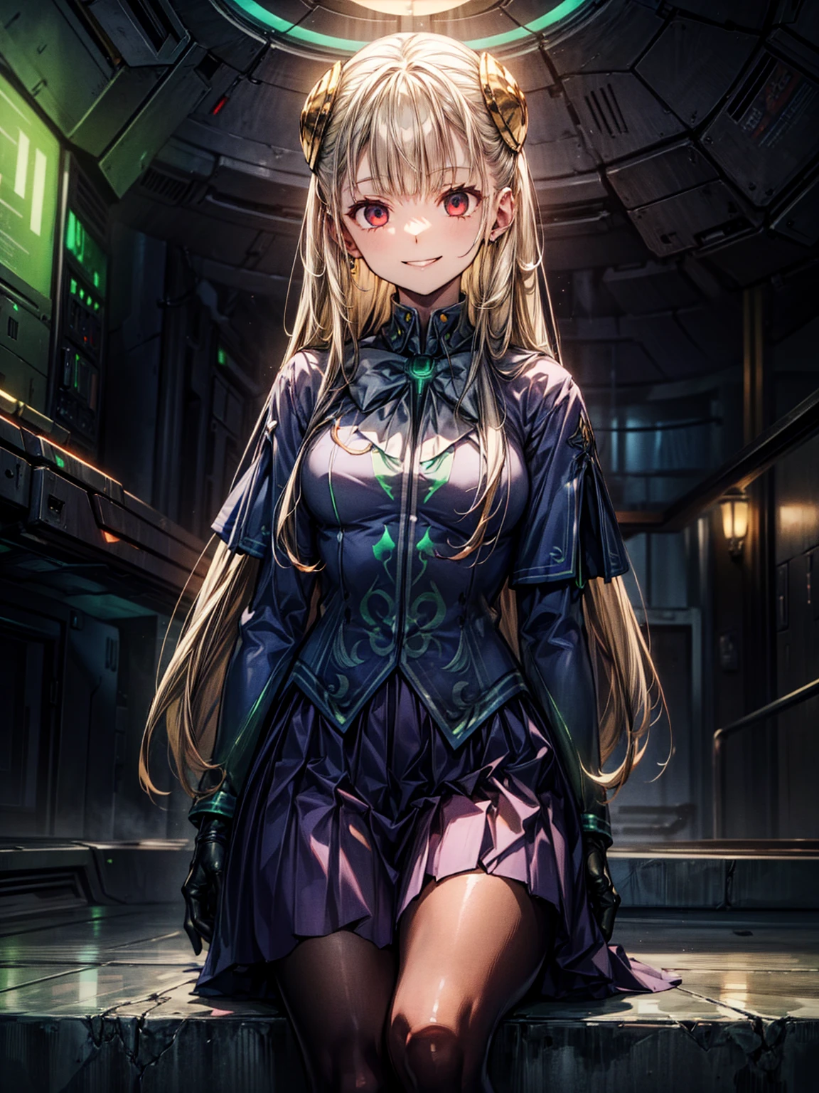 (masterpiece、Highest quality、High resolution)、(Inside the futuristic base:1.6),1 Girl、alone、INGRID、Hair Pod、gloves、skirt、pantyhose、bow、dress、 eye、(Wicked Smile:1.4)、Anime Style、Evil Bosses、Trampling、Ezvian everywhere,,empty eyes,Mind Control Devices, temporarily stops, Obedient_Temporarily stop, Show me your collar,(Enamel Collar:1.4)