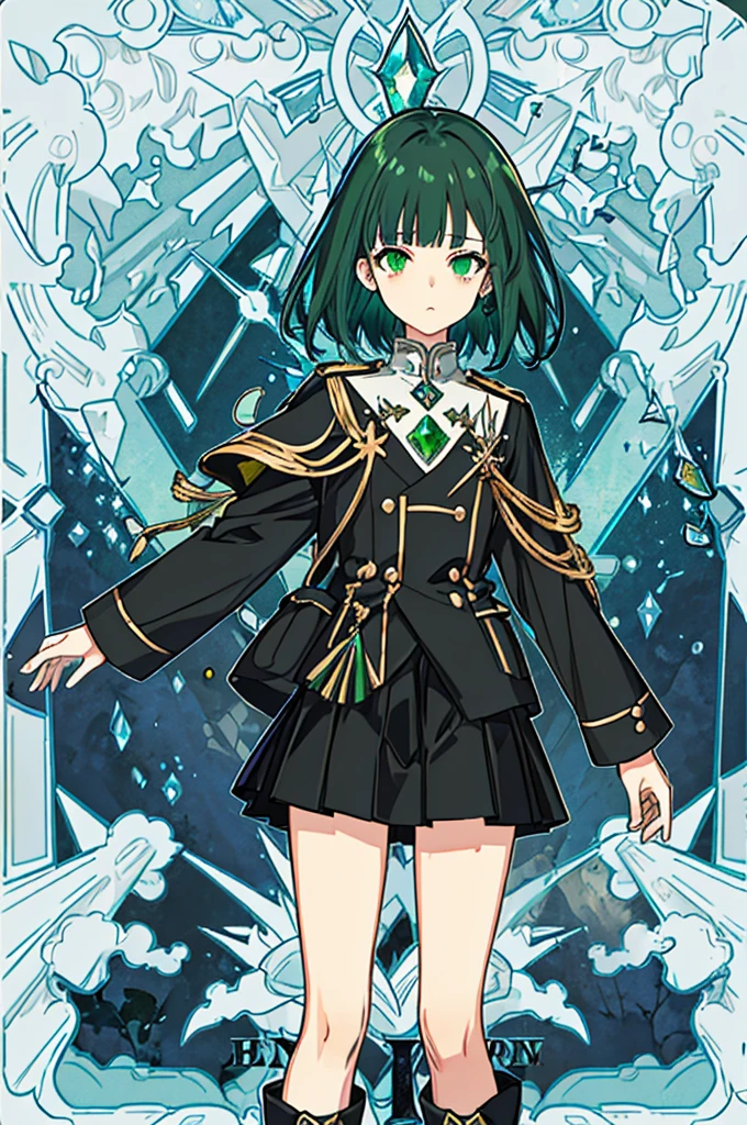 [(with a cathedral background:1.4)::5],original,(shape:1.1),(highest quality),(Tabletop:1.1),(Highly detailed CG Unity 8k wallpaper:1.1), (colorful:0.9),(Mid Shot:0.95),(very detailed beautiful whole body),Dynamic Angle,(alone:1.2), (girl),(((Adult))), (Beautiful eyes in every detail:1.15), (Beautiful Face:1.15), (Glowing green eyes:1.25////),(Gemstone Eyes),(Green Short Hair),(Blunt bangs),((The girl wear a black knight uniform)),Realistic,, girl,Green Hair,((Black long boots)), Black mini skirt,Black knee socks(rage),(Contempt and contempt),rage,(beautiful slender girl),((Adult)),((upper body)),Valkyrie, Decorations,((Thin legs)),((slender girl)),Front Angle,Front Angle,