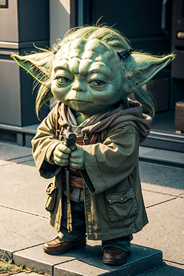 short yoda with a huge banged mullet