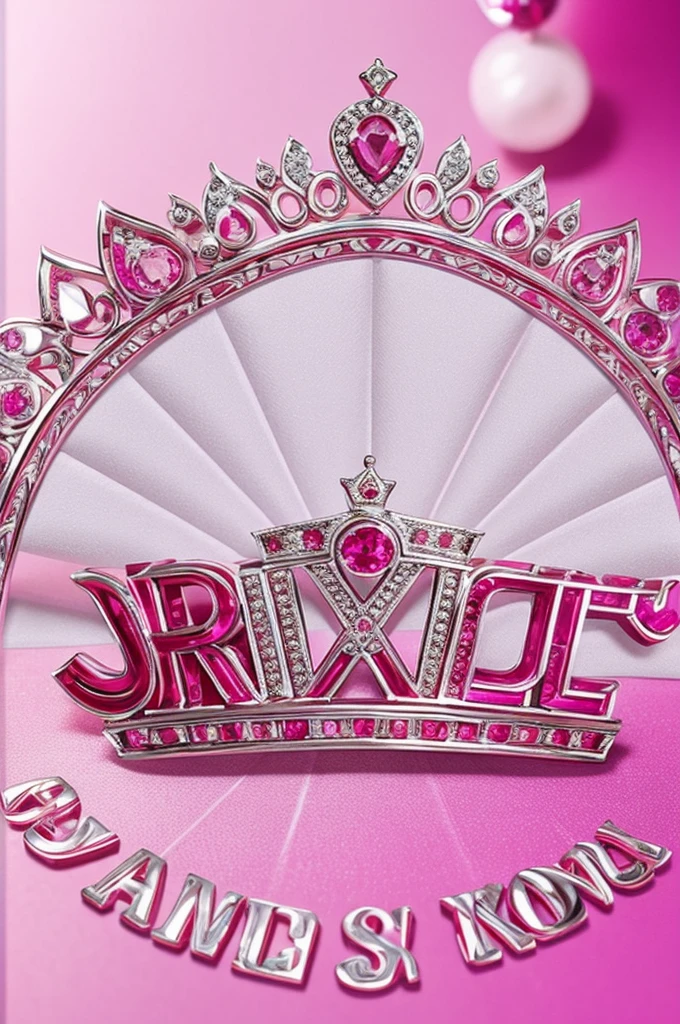 3D, colorful splash of pink and white, with the metallic text text/name TILLY EXPRESS ENTERPRISE " written in diamonds. include rubies and diamonds, have a crown on the letter L
